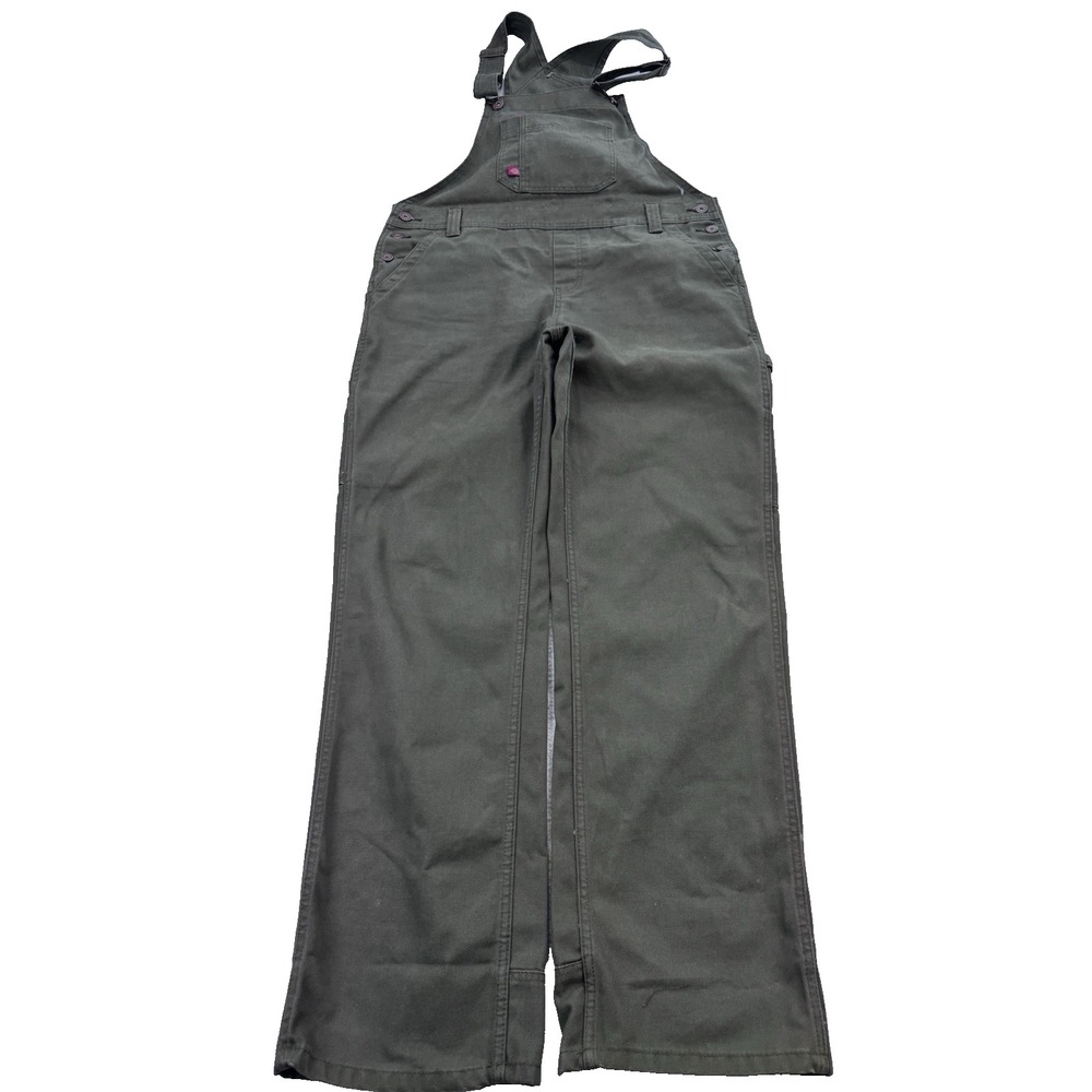 Dickies Bib Overalls Women M Mil Green Straight Duck Denim 36x32 Work Utility